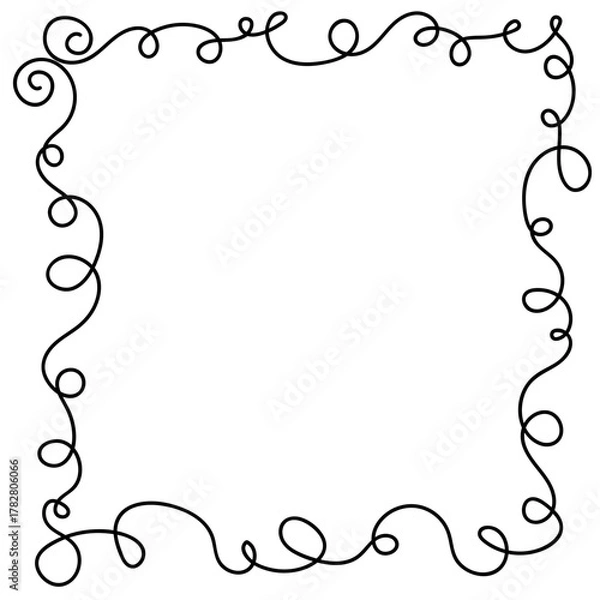 Obraz Hand drawn rectangular frame with one line in linear style