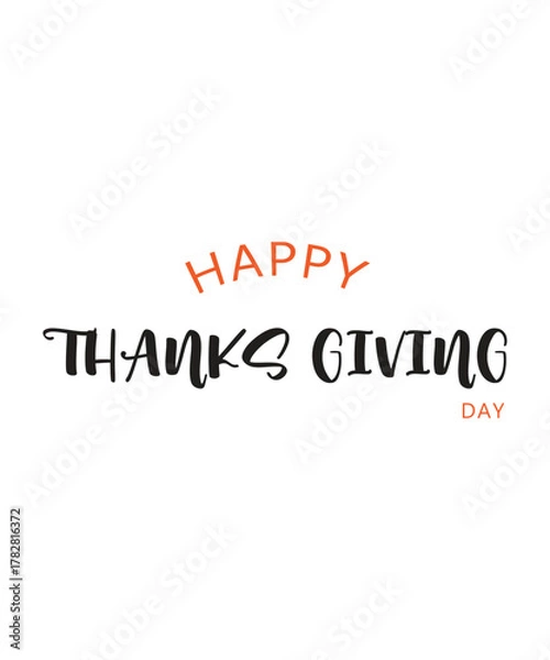 Fototapeta Typography happy thanksgiving logo, Hand lettering, Thanksgiving Day logo text, sticker, label for celebrate fall season