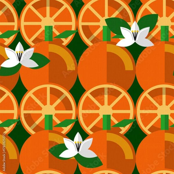 Obraz Citrus Harmony flat seamless pattern illustration
