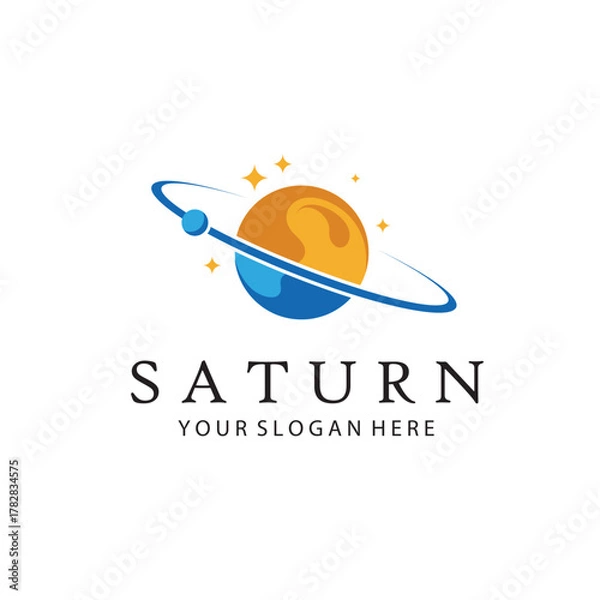 Fototapeta design of planet saturn with stars isolated on white background