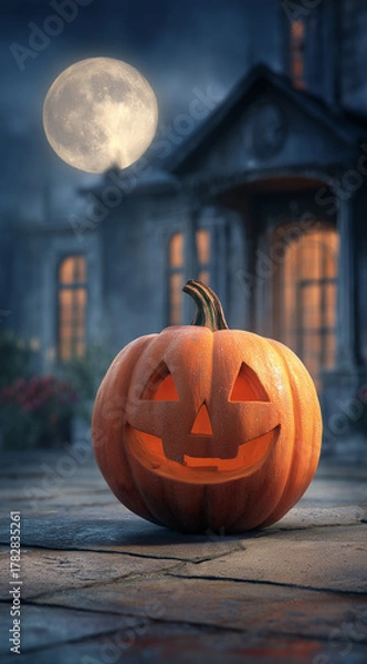 Obraz Halloween pumpkin on the window