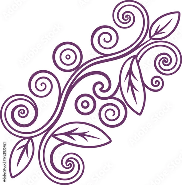 Fototapeta Graceful Decorative Flourish With Fine Swirling Patterns line art one line art