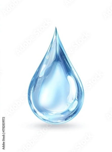 Obraz Isolated, clear blue teardrop with subtle reflection