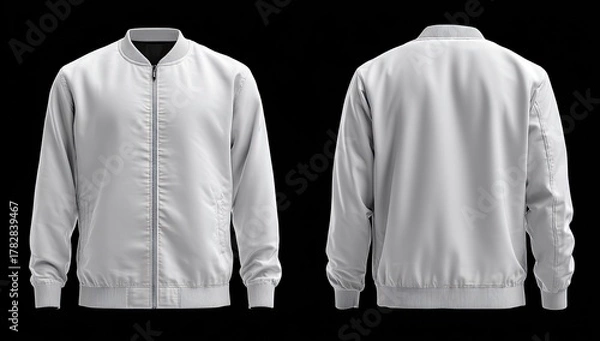 Obraz White bomber jacket front and back view