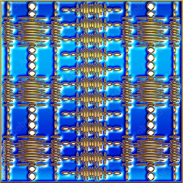 Obraz  blue and gold plastic 3d background, texture pattern