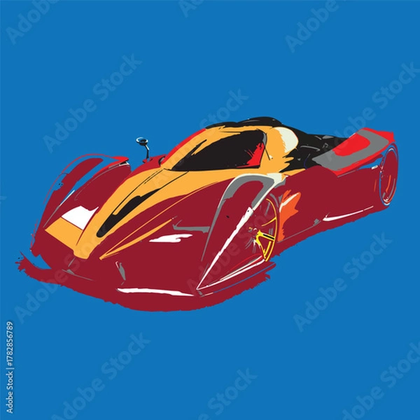 Fototapeta red racing car on white