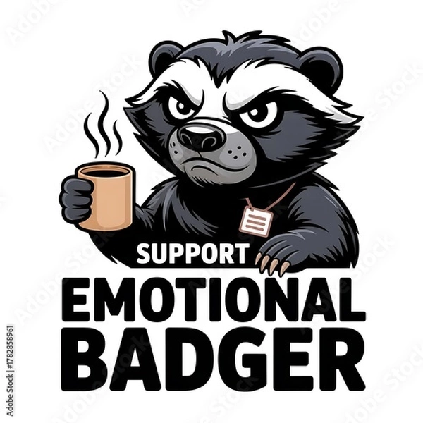 Fototapeta Funny Honey Badger T-Shirt Designs – Fearless, Meme, and Comedy Animal Vector Collection (No Background)