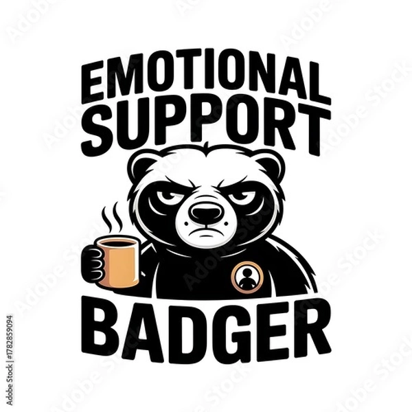 Fototapeta Funny Honey Badger T-Shirt Designs – Fearless, Meme, and Comedy Animal Vector Collection (No Background)