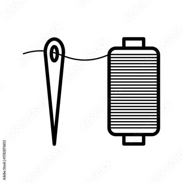 Fototapeta needle and thread icon vector icon