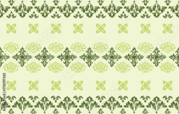 Obraz Stylish seamless pattern with geometric snowflake or star motifs. Dark blue and white color palette. Suitable for winter apparel, home decor, holiday packaging, and festive projects.	
