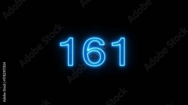 Fototapeta Neon 161 number text icon illustration. Neon counting number.