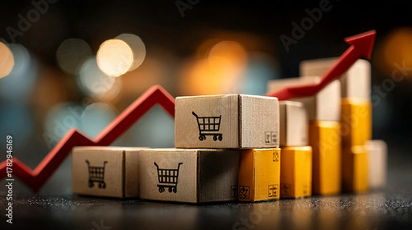 Fototapeta Consistent sales growth achieved through targeted campaigns, product diversification, wider distribution, customer retention, pricing strategies, and operational excellence.