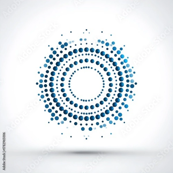 Obraz Abstract blue circular dot pattern with gradient effect on white background