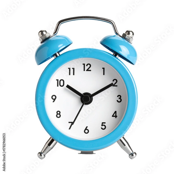 Obraz Classic Blue Alarm Clock: Capturing the timeless appeal of an old-fashioned alarm clock, featuring its vibrant blue exterior, elegant design, and crisp dial, evoking a sense of nostalgia, discipline.