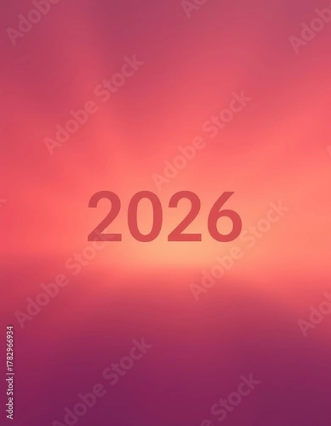 Fototapeta Minimalist 2026 Text on a Tranquil Sunset Gradient Background
