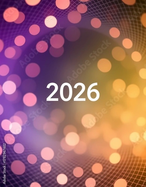 Fototapeta 2026 White Text in a Vibrant Bokeh Tunnel Background
