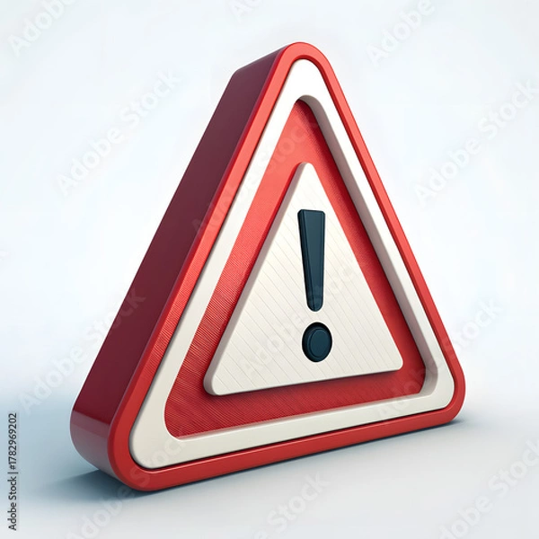Obraz Urgent attention needed with this 3D exclamation mark, a symbol of caution and important information to highlight key details and potential hazards ahead now