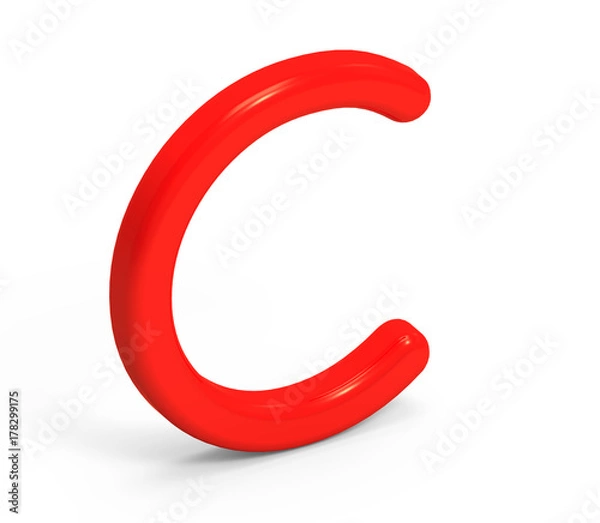 Fototapeta 3D render red alphabet C