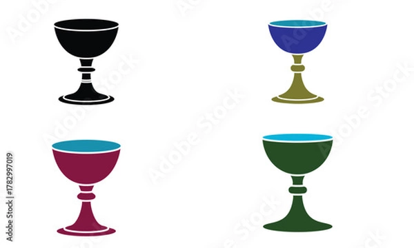 Fototapeta Colorful goblet icon set with cup design on white background  
