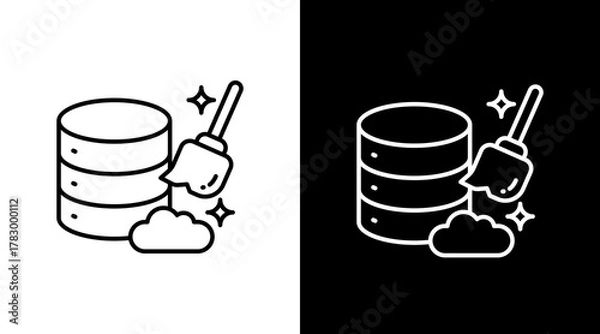 Fototapeta Data Cleansing  White Icon Set Design	