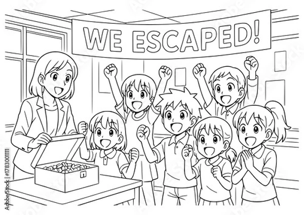 Fototapeta Thanksgiving Coloring Pages for Kids | Fun Fall & Autumn Activity | Learn the Story of Thanksgiving for Kindergarten–Grade 3