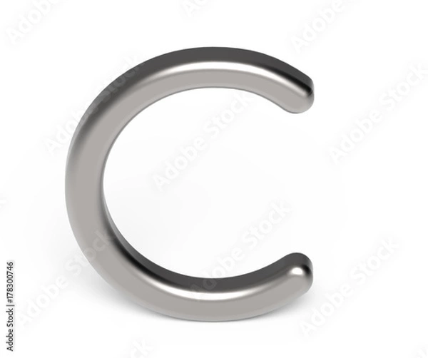 Obraz 3D render metallic alphabet C