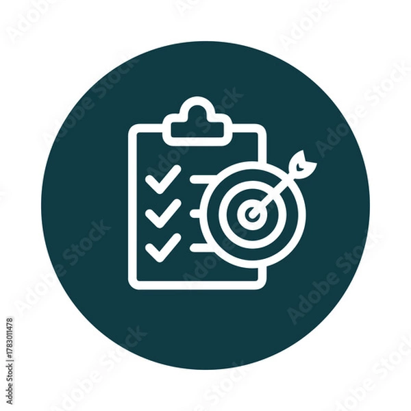 Obraz Checklist and target icon representing goals and success isolated on transparent background