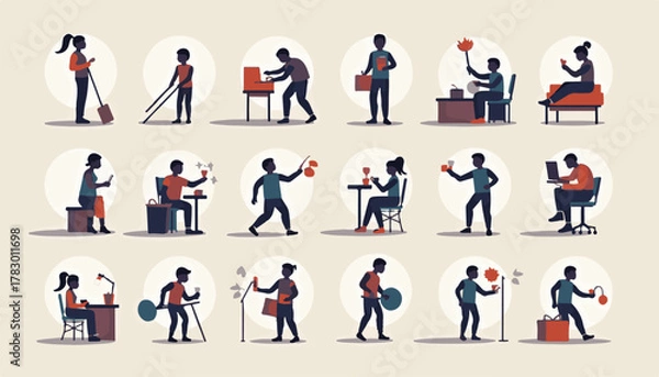 Fototapeta Business people collection vector icon set team illustration