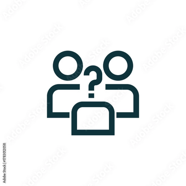 Obraz Two people with a question mark between them icon isolated on transparent background