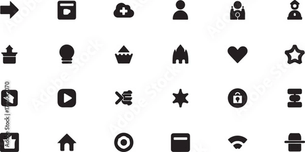 Fototapeta Set of black business and medical vector icons for web design