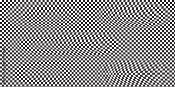 Fototapeta Black and white checkerboard pattern background. Classic checkered race flag car finish line or start line. Flat vector illustration isolated on white background.