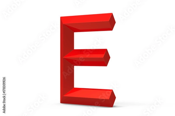 Obraz 3D render red beveled alphabet E