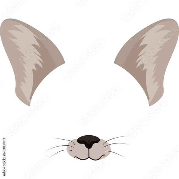Fototapeta Cute Cat Ears And Nose Accessory For Festive Fun Isolated On White Background With Transparent Elements For Easy Customization