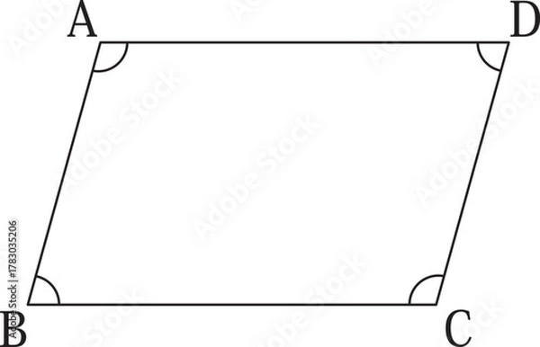 Fototapeta 平行四辺形の角度と対辺の関係図