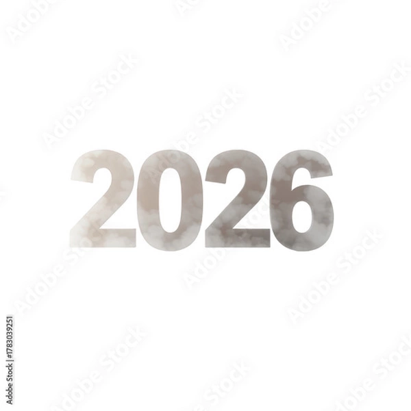 Fototapeta Silver metallic numbers 2026 isolated on transparent background