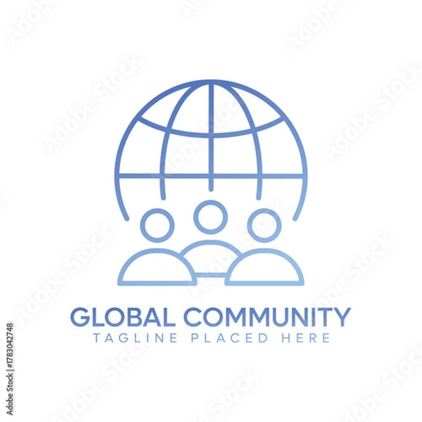 Fototapeta Global Community Logo | World Unity, Social Network, Globe Icons