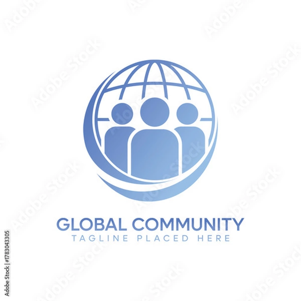 Fototapeta Global Community Logo | World Unity, Social Network, Globe Icons