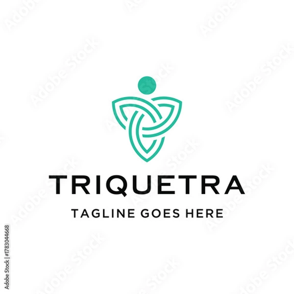 Fototapeta Modern Celtic Knot with abstract human figure for wellness community or spiritual project logo design