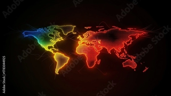 Fototapeta global network connections world map