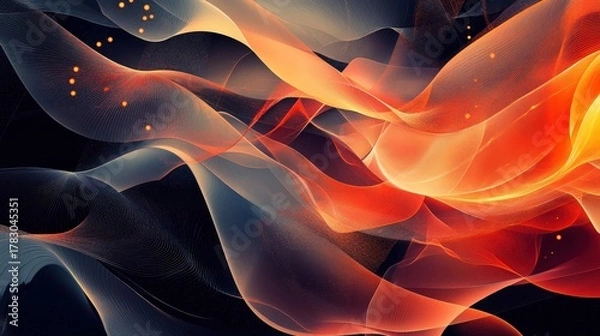 Fototapeta abstract orange and black swirling waves