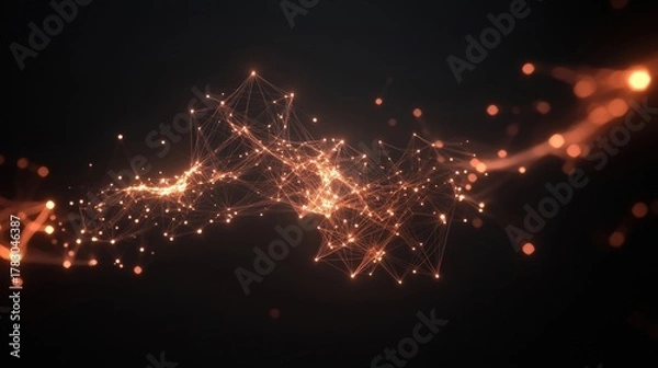 Fototapeta abstract network connection digital data flow glowing points