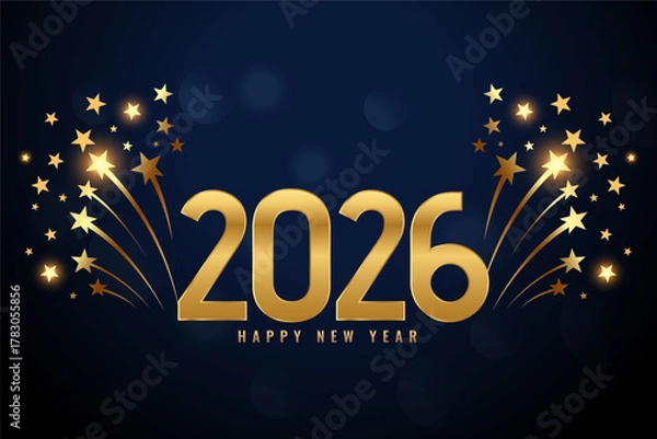 Fototapeta happy new year 2026 background with bursting stars