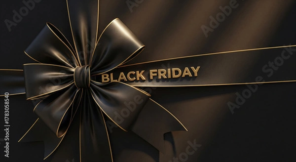 Obraz Black Friday Sale Ribbon on Dark Background