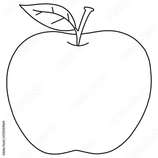 Obraz Cute Red Apple Cartoon - Outline
