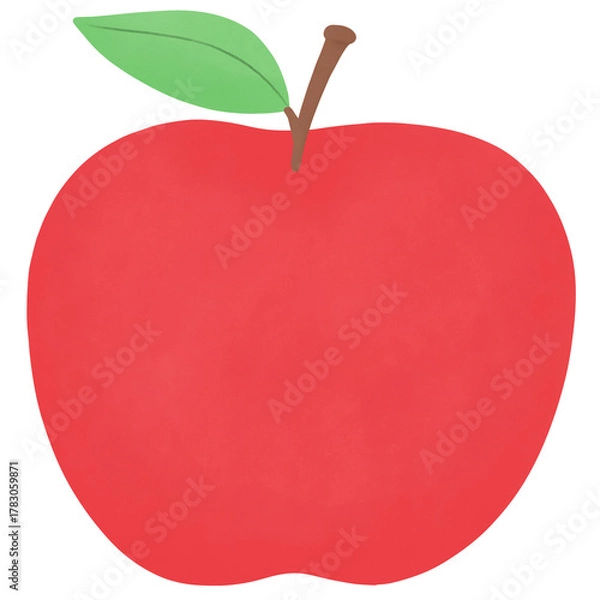 Obraz Cute Red Apple Cartoon - Watercolor