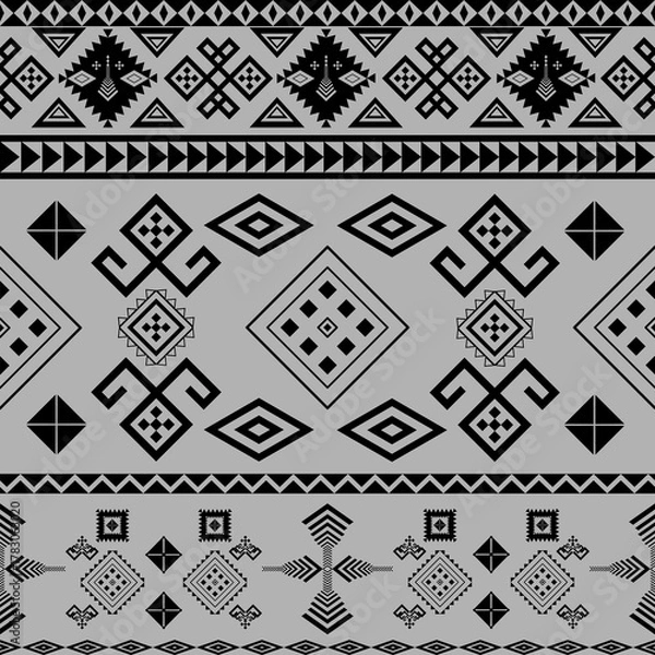 Fototapeta Aztec Tribal Seamless Pattern Black Grey