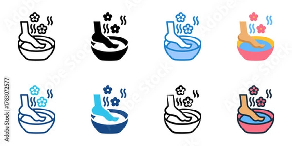 Fototapeta Foot soak icon set multiple style collection 
