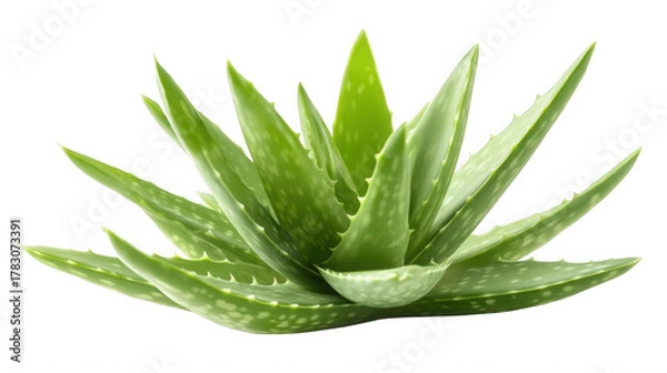 Fototapeta Aloe vera plant isolated on transparent background, succulent, close up shot