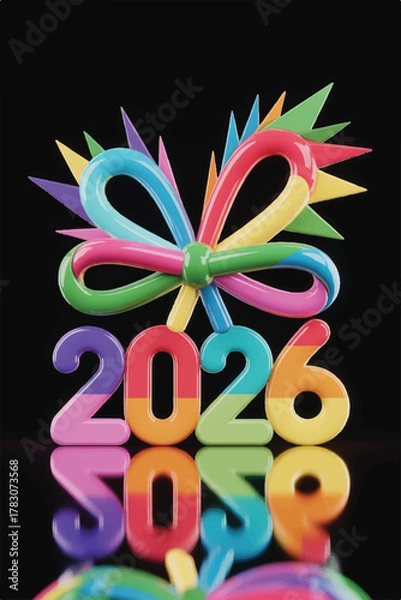 Fototapeta 2026 Shines in Radiant Rainbow Hues, Wrapped in Ribbons of Motion and Bursts of Electric Joy.