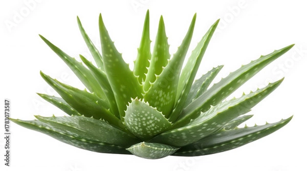 Fototapeta Aloe vera plant isolated on transparent background, succulent, close up shot